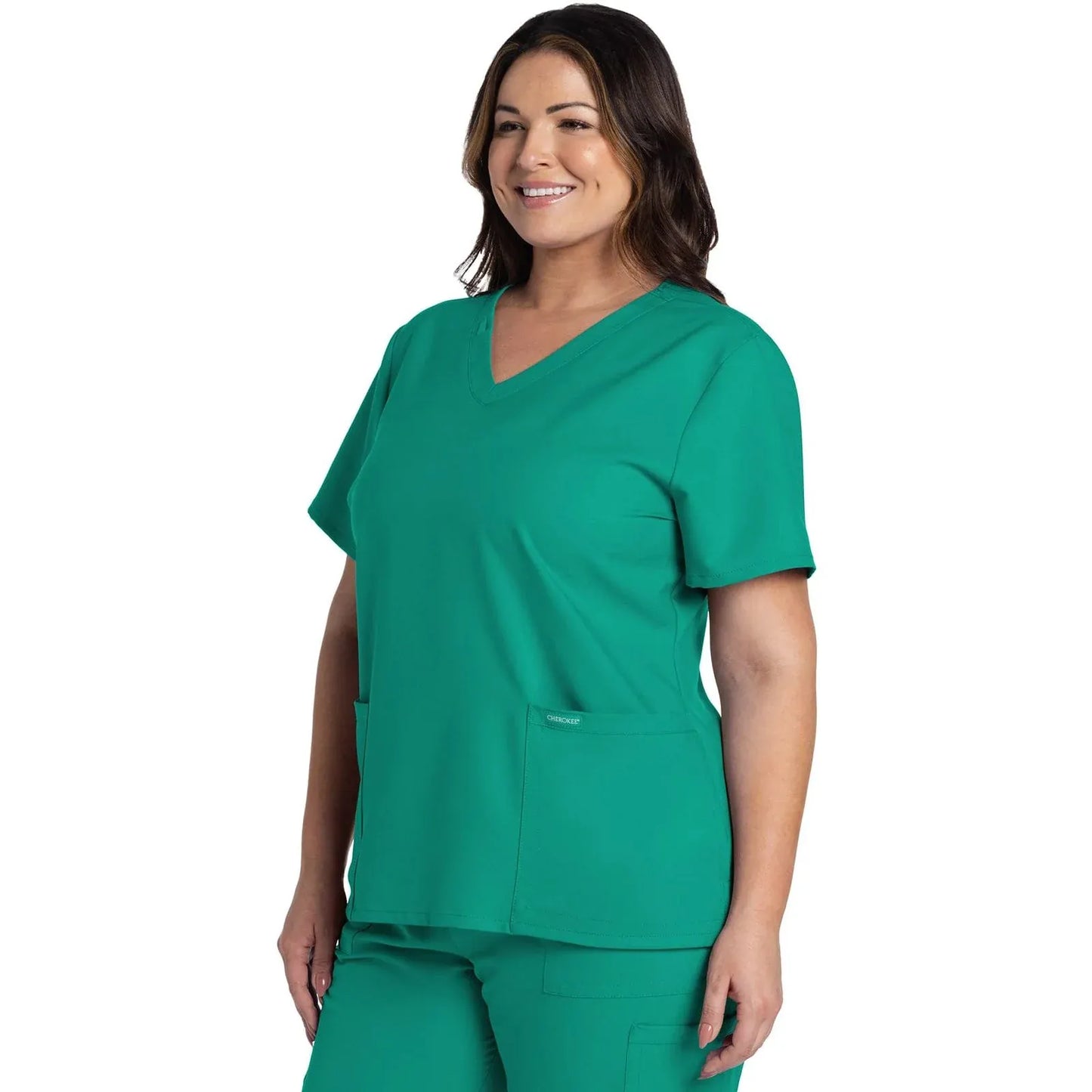 Cherokee Originals Ultra CK953A City V-Neck Scrubs Top Women Teal Blue