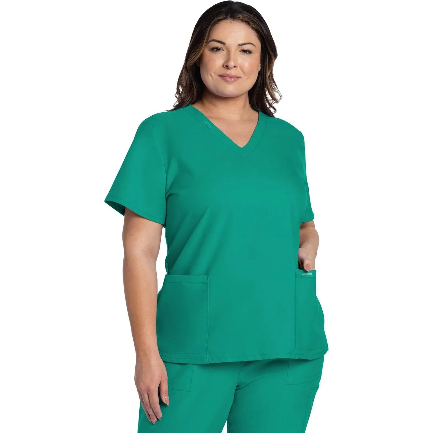 Cherokee Originals Ultra CK953A City V-Neck Scrubs Top Women Teal Blue