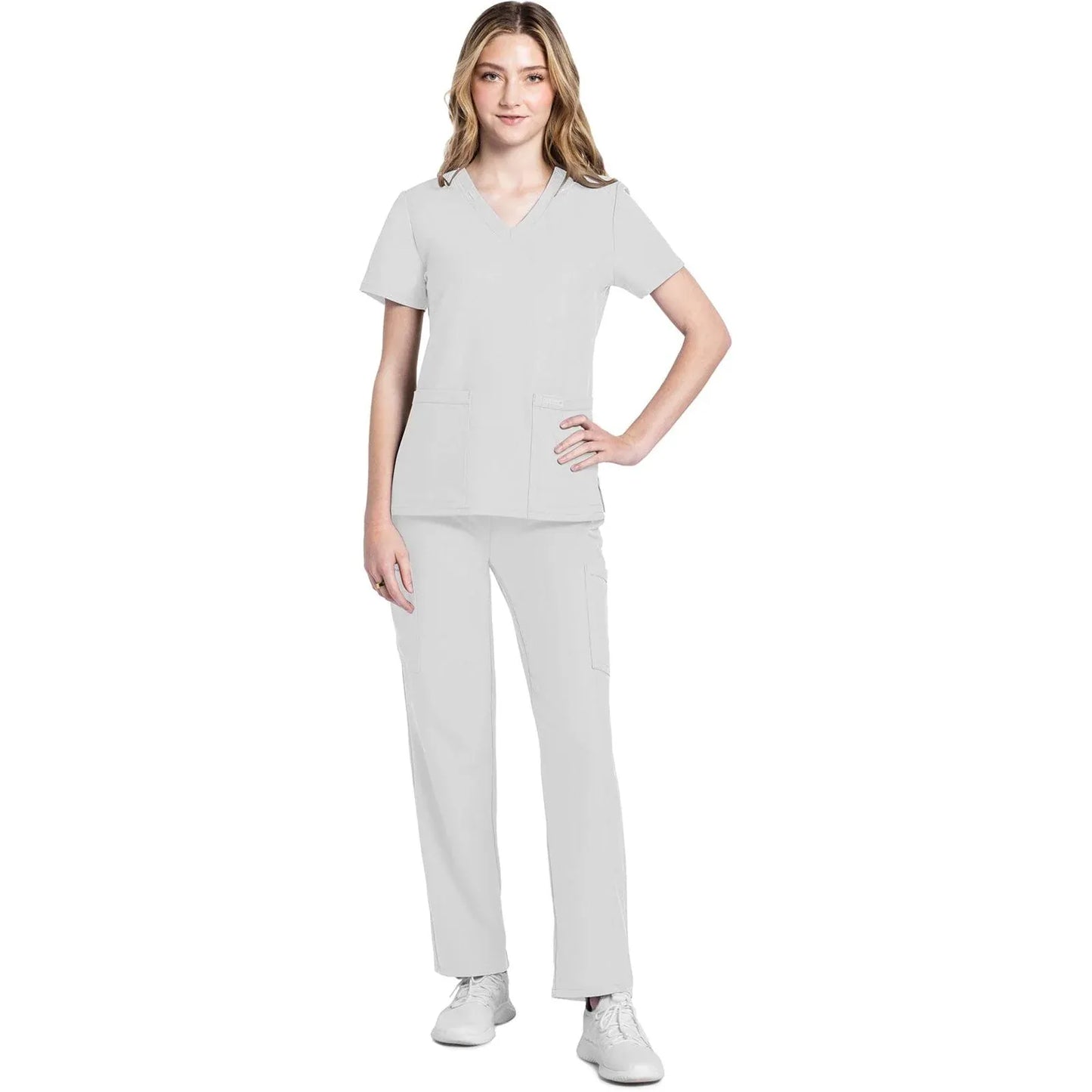 Cherokee Originals Ultra CK953A City V-Neck Scrubs Top Women White