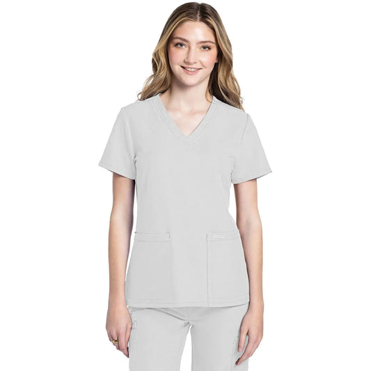 Cherokee Originals Ultra CK953A City V-Neck Scrubs Top Women White