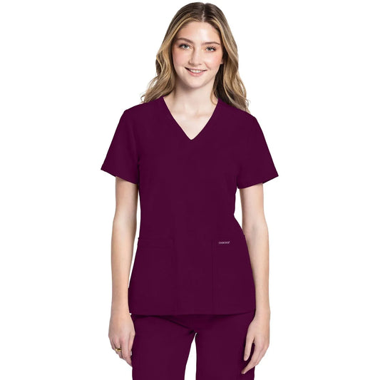 Cherokee Originals Ultra CK953A City V-Neck Scrubs Top Women Wine