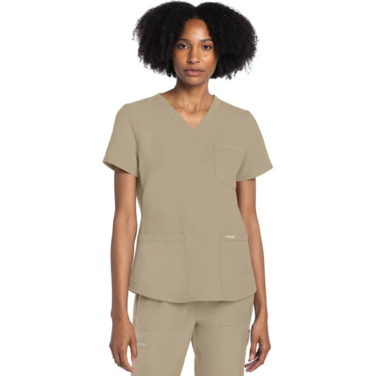 Cherokee Originals Ultra CK961A V-Neck Women Scrubs Top Khaki