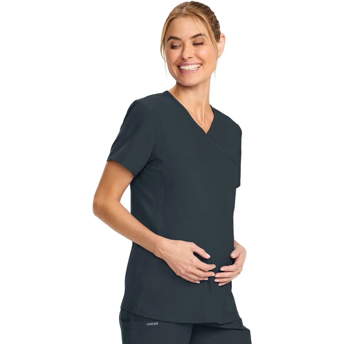 Cherokee Originals Ultra Maternity Scrubs Top CK701A Pewter