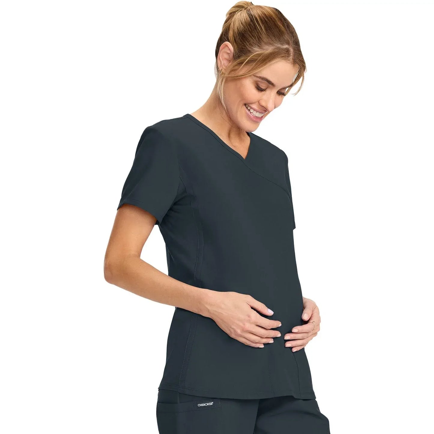 Cherokee Originals Ultra Maternity Scrubs Top CK701A Pewter