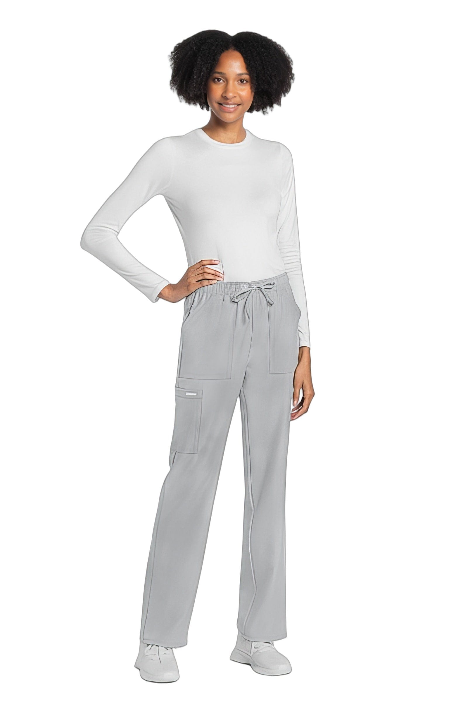 Cherokee Originals Ultra Scrubs CK272A Mid Rise Drawstring Trouser Cargo Pant Wo - GRY