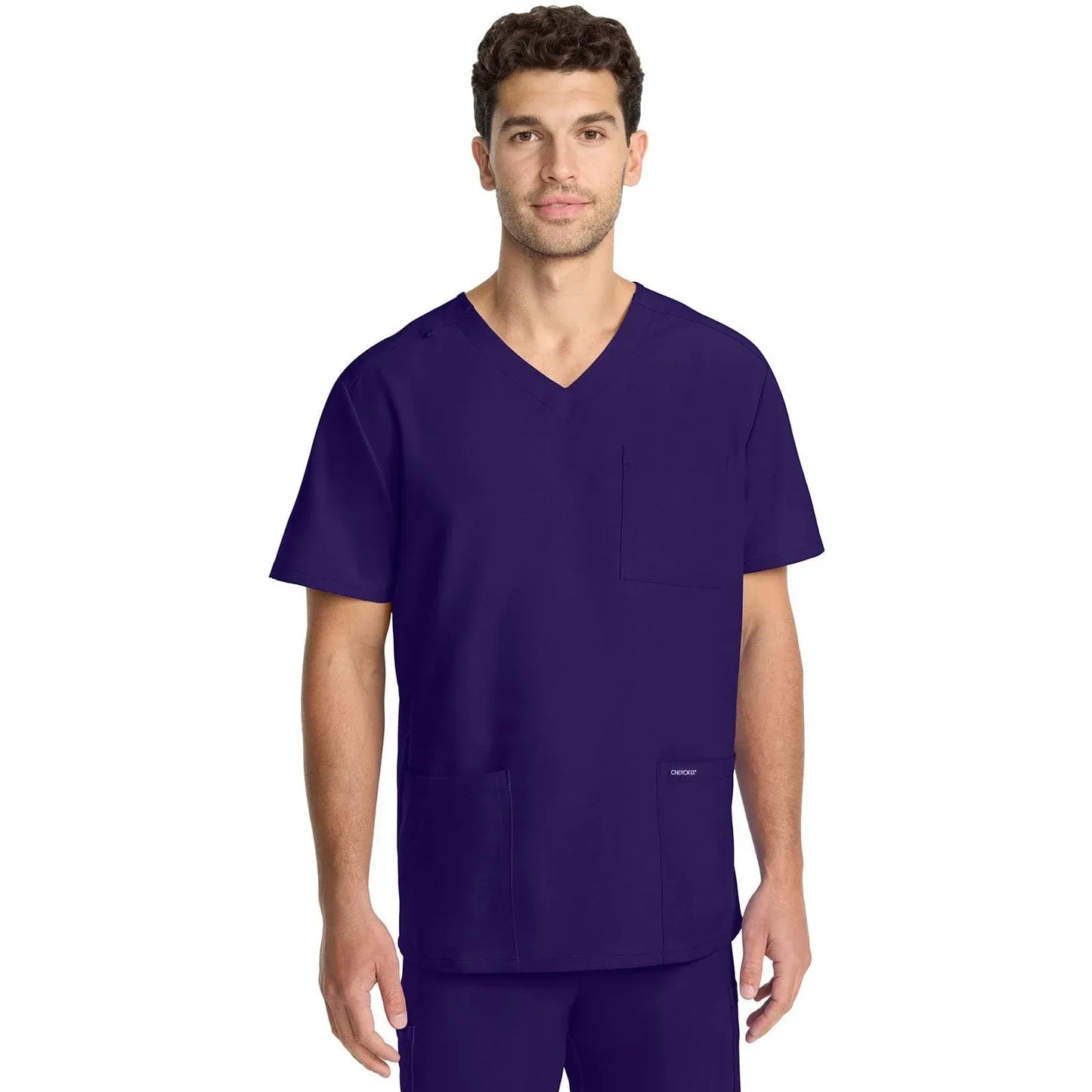 Cherokee Originals Ultra Scrubs CK783A Mens Tuck-in V-Neck Top Grape