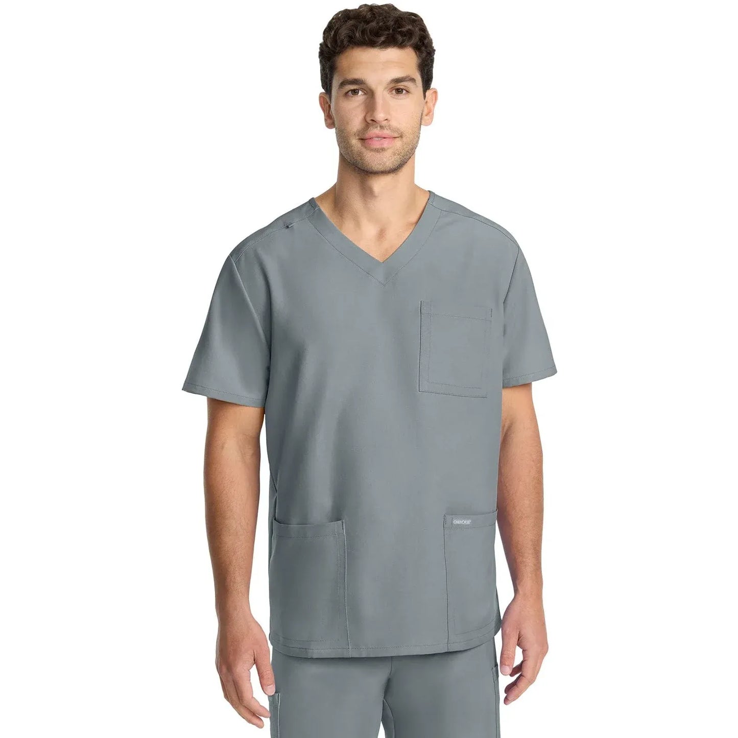 Cherokee Originals Ultra Scrubs CK783A Mens Tuck-in V-Neck Top Grey