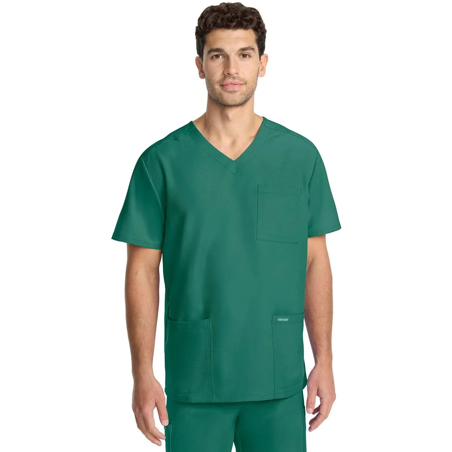 Cherokee Originals Ultra Scrubs CK783A Mens Tuck-in V-Neck Top Hunter Green