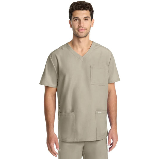 Cherokee Originals Ultra Scrubs CK783A Mens Tuck-in V-Neck Top Khaki