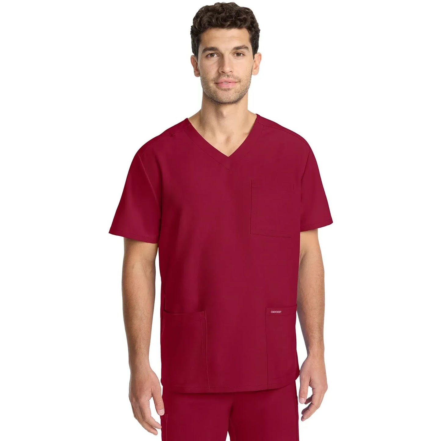 Cherokee Originals Ultra Scrubs CK783A Mens Tuck-in V-Neck Top Red