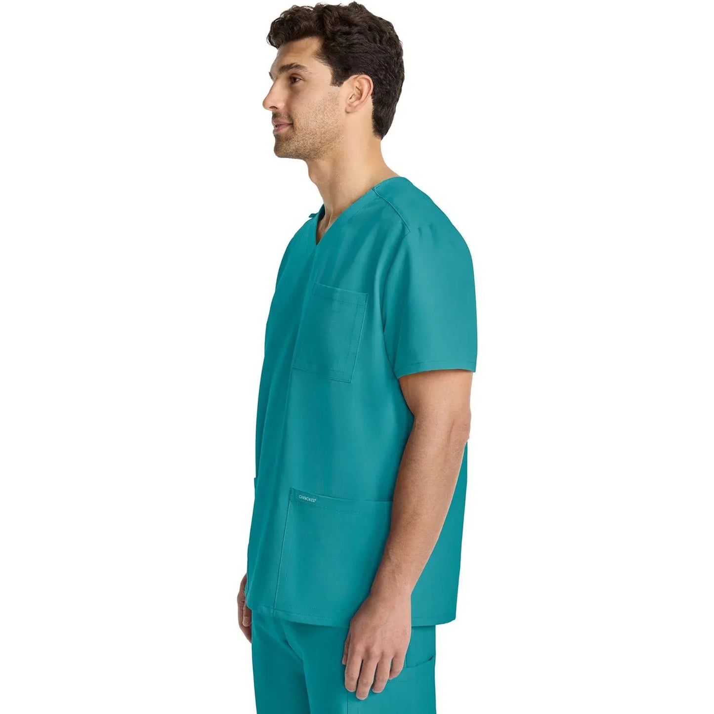 Cherokee Originals Ultra Scrubs CK783A Mens Tuck-in V-Neck Top Teal Blue