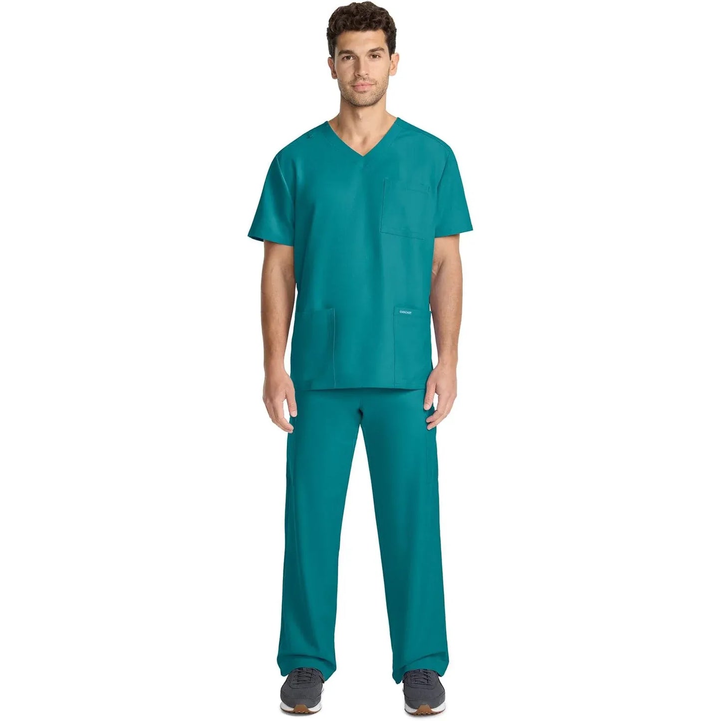 Cherokee Originals Ultra Scrubs CK783A Mens Tuck-in V-Neck Top Teal Blue