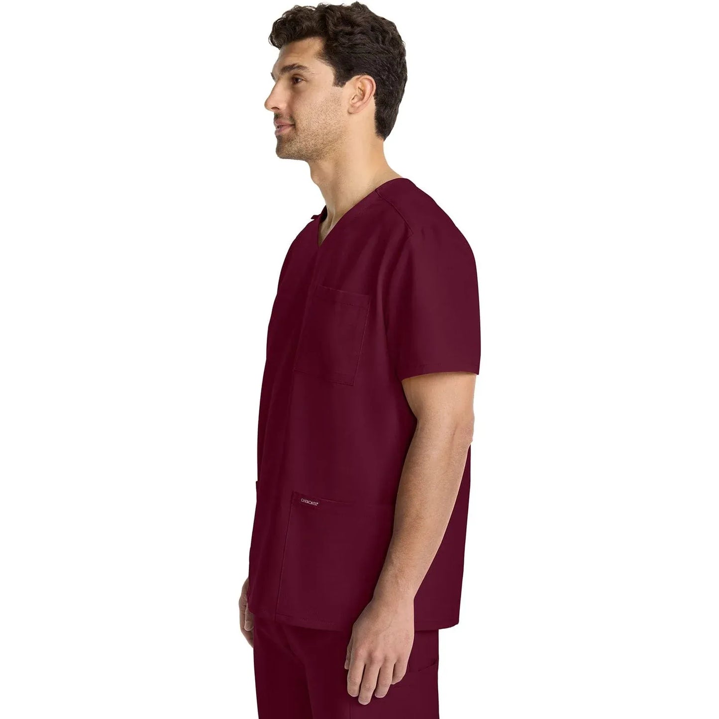 Cherokee Originals Ultra Scrubs CK783A Mens Tuck-in V-Neck Top Wine