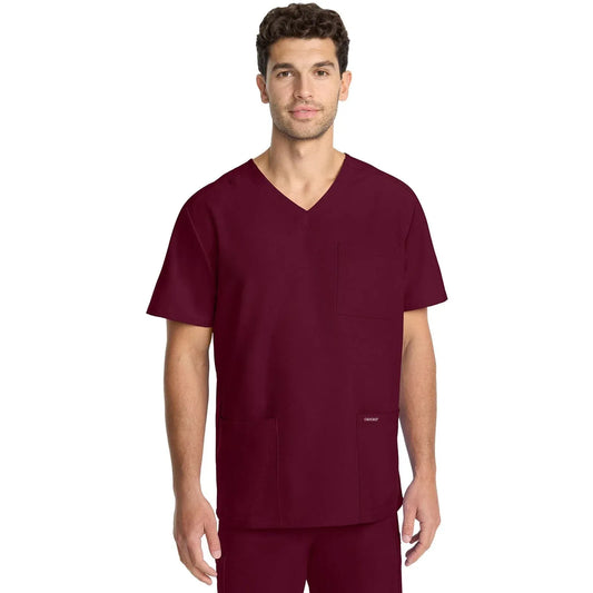 Cherokee Originals Ultra Scrubs CK783A Mens Tuck-in V-Neck Top Wine