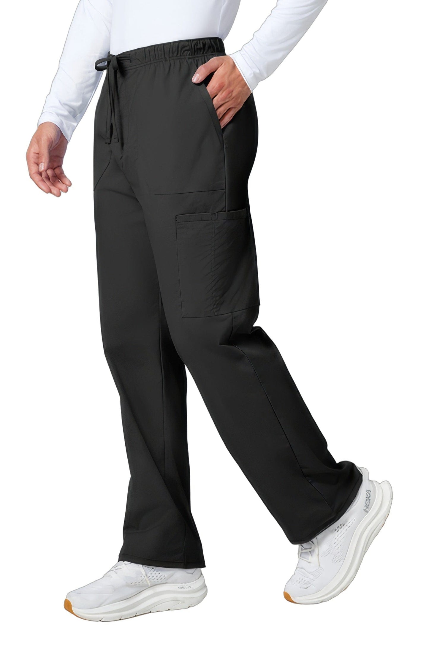 Cherokee Workwear Professionals WW190 Scrubs Pants Men's Tapered Leg Drawstring Cargo Black - BLK