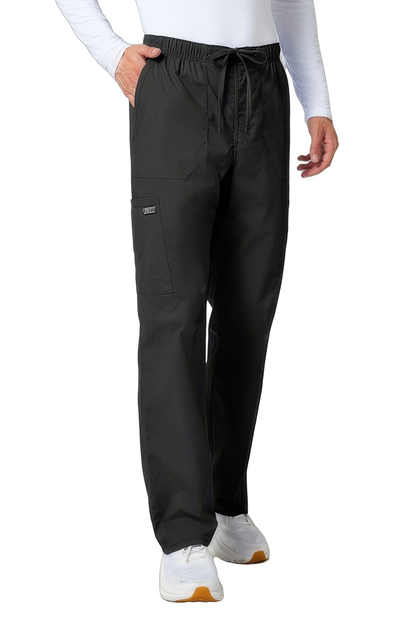 Cherokee Workwear Professionals WW190 Scrubs Pants Men's Tapered Leg Drawstring Cargo Black - BLK