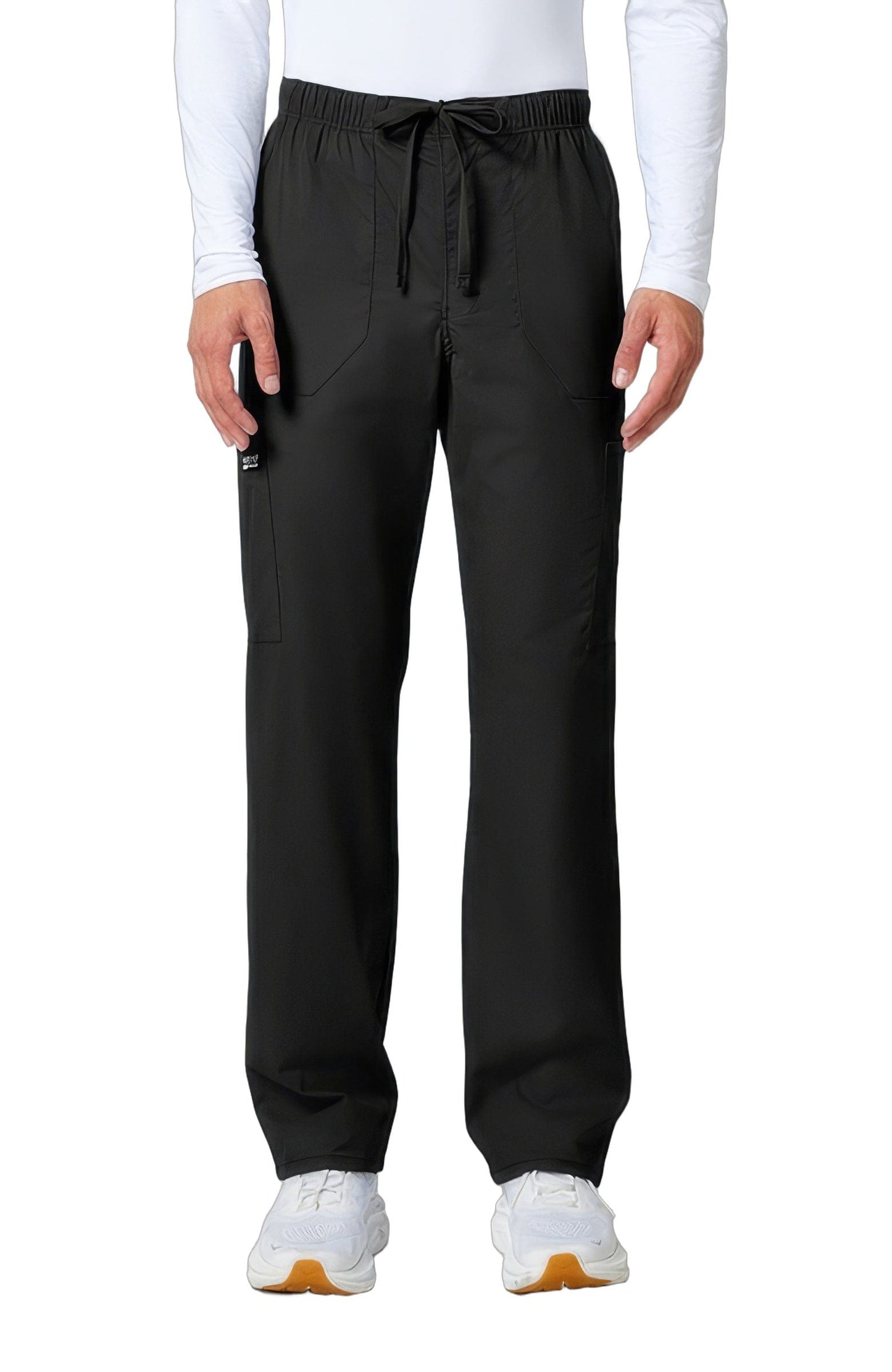 Cherokee Workwear Professionals WW190 Scrubs Pants Men's Tapered Leg Drawstring Cargo Black - BLK