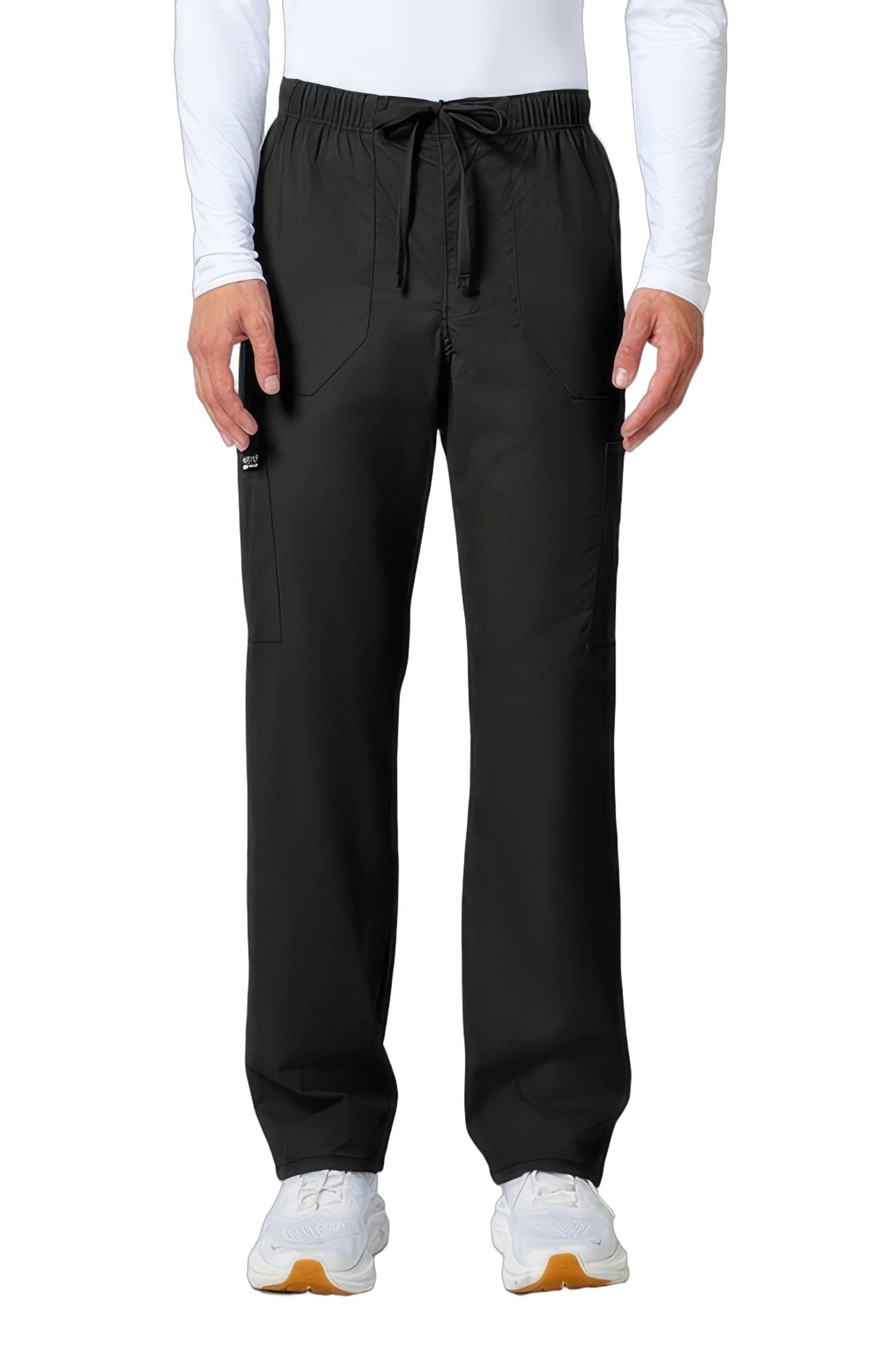 Cherokee Workwear Professionals WW190 Scrubs Pants Men's Tapered Leg Drawstring Cargo Black - BLK