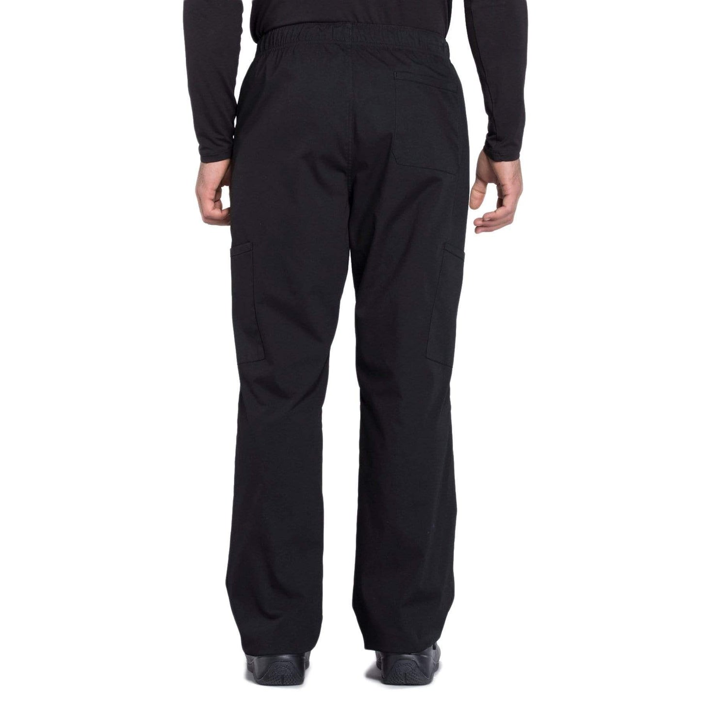 Cherokee Scrubs Pants Cherokee Workwear Professionals WW190 Scrubs Pants Men's Tapered Leg Drawstring Cargo Black