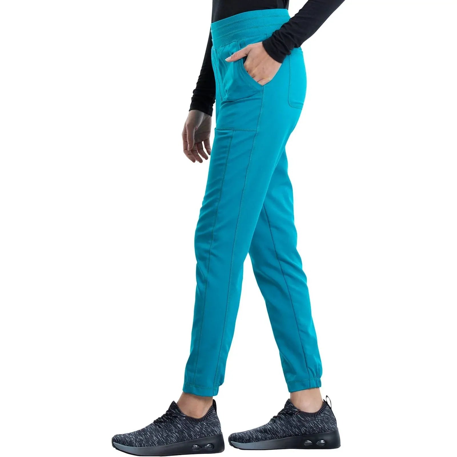 Cherokee Scrubs Pants Cherokee Revolution WW011 Jogger Scrubs Pant Women Teal Blue