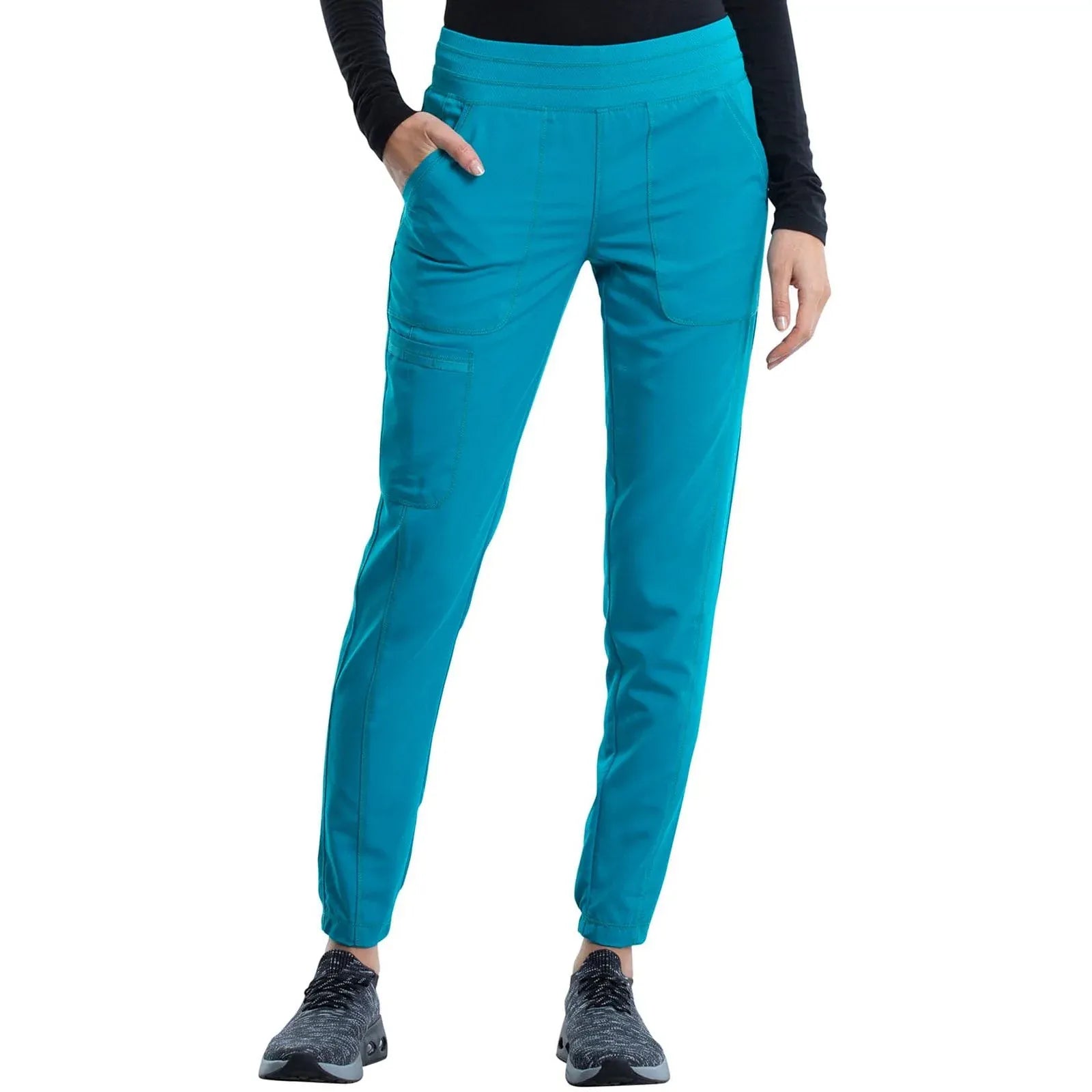 Cherokee Scrubs Pants Cherokee Revolution WW011 Jogger Scrubs Pant Women Teal Blue