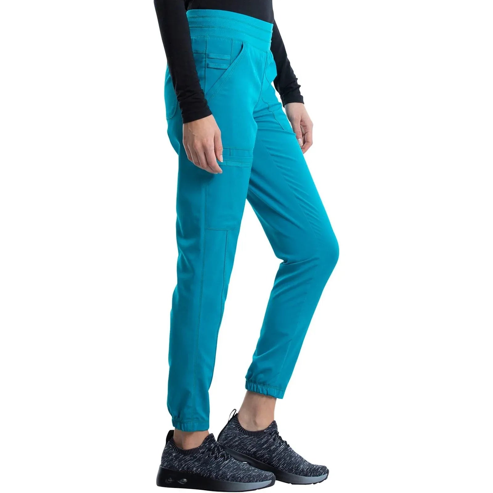 Cherokee Scrubs Pants XXS Cherokee Revolution WW011 Jogger Scrubs Pant Women Teal Blue