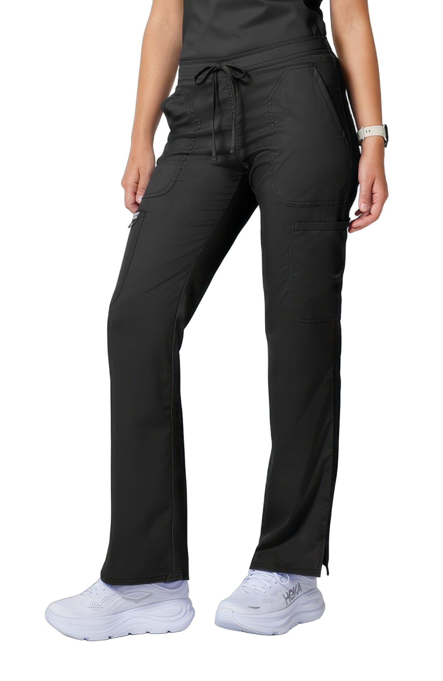 Cherokee Workwear Revolution WW120 Scrubs Pants Women's Mid Rise Flare Drawstring Black - BLK