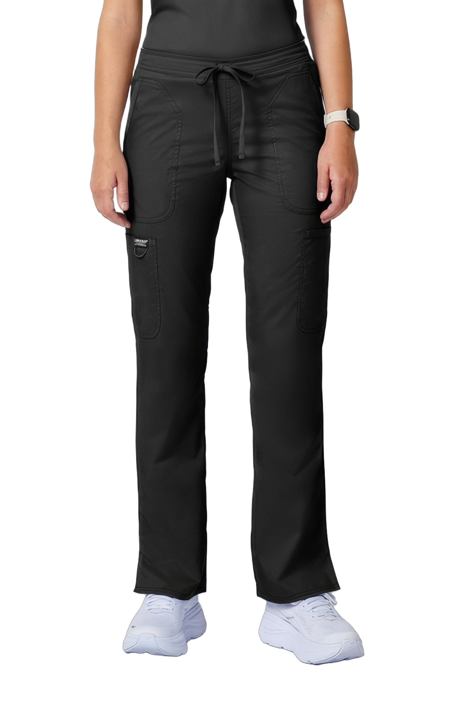 Cherokee Workwear Revolution WW120 Scrubs Pants Women's Mid Rise Flare Drawstring Black - BLK