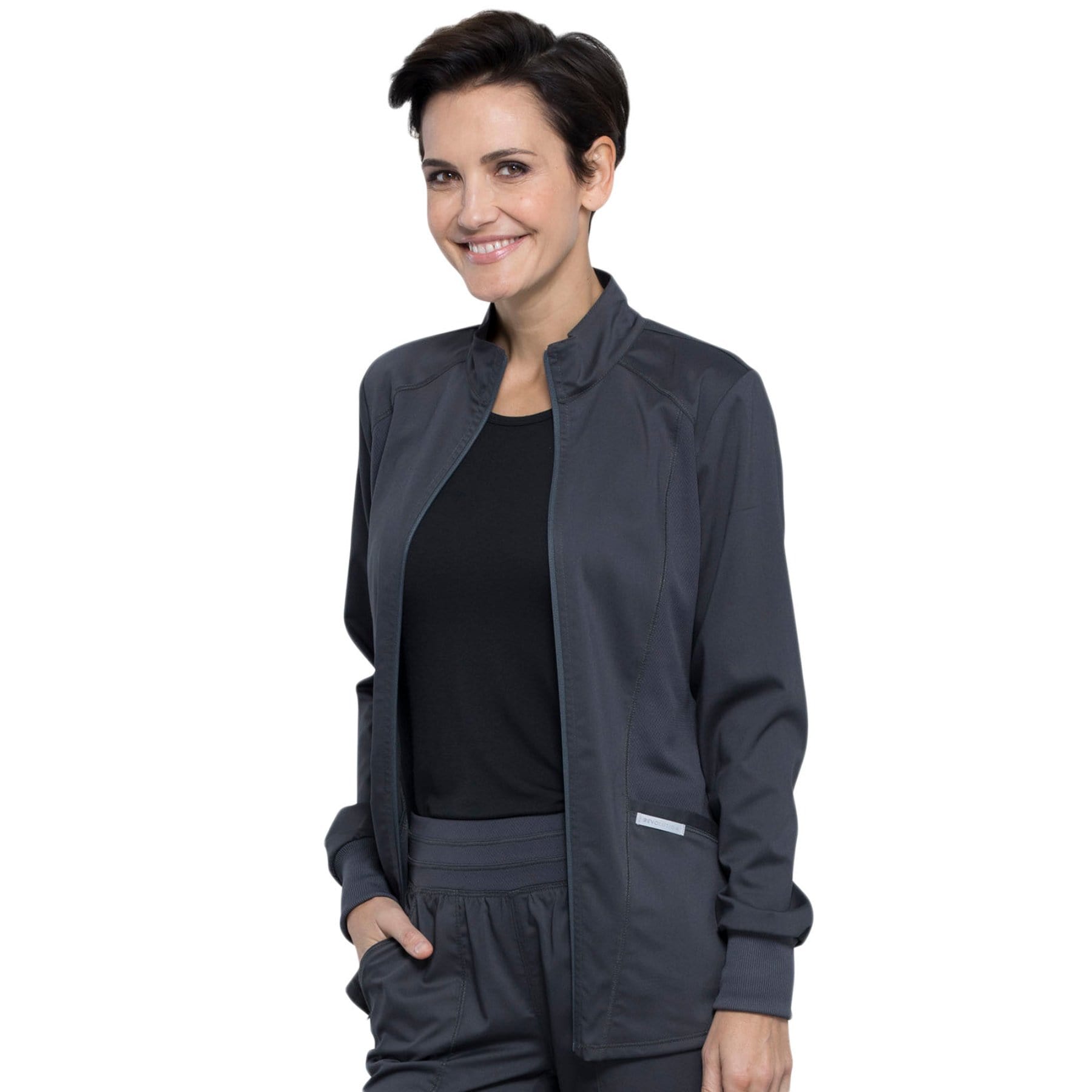 Cherokee Scrubs Jacket M Cherokee Revolution WW301 Scrubs Jacket Women Pewter