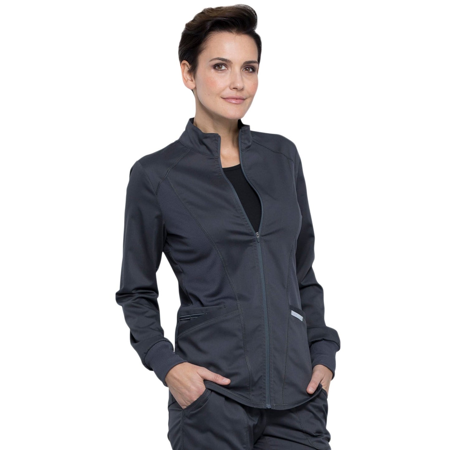 Cherokee Scrubs Jacket M Cherokee Revolution WW301 Scrubs Jacket Women Pewter