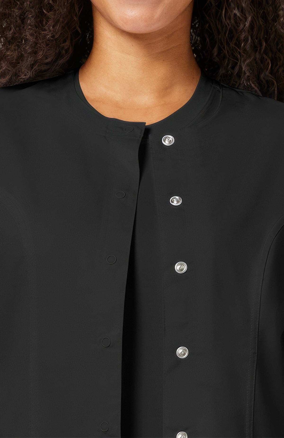 Cherokee Revolution WW310 Women's Snap Front Crew Neck Scrub Jacket Black