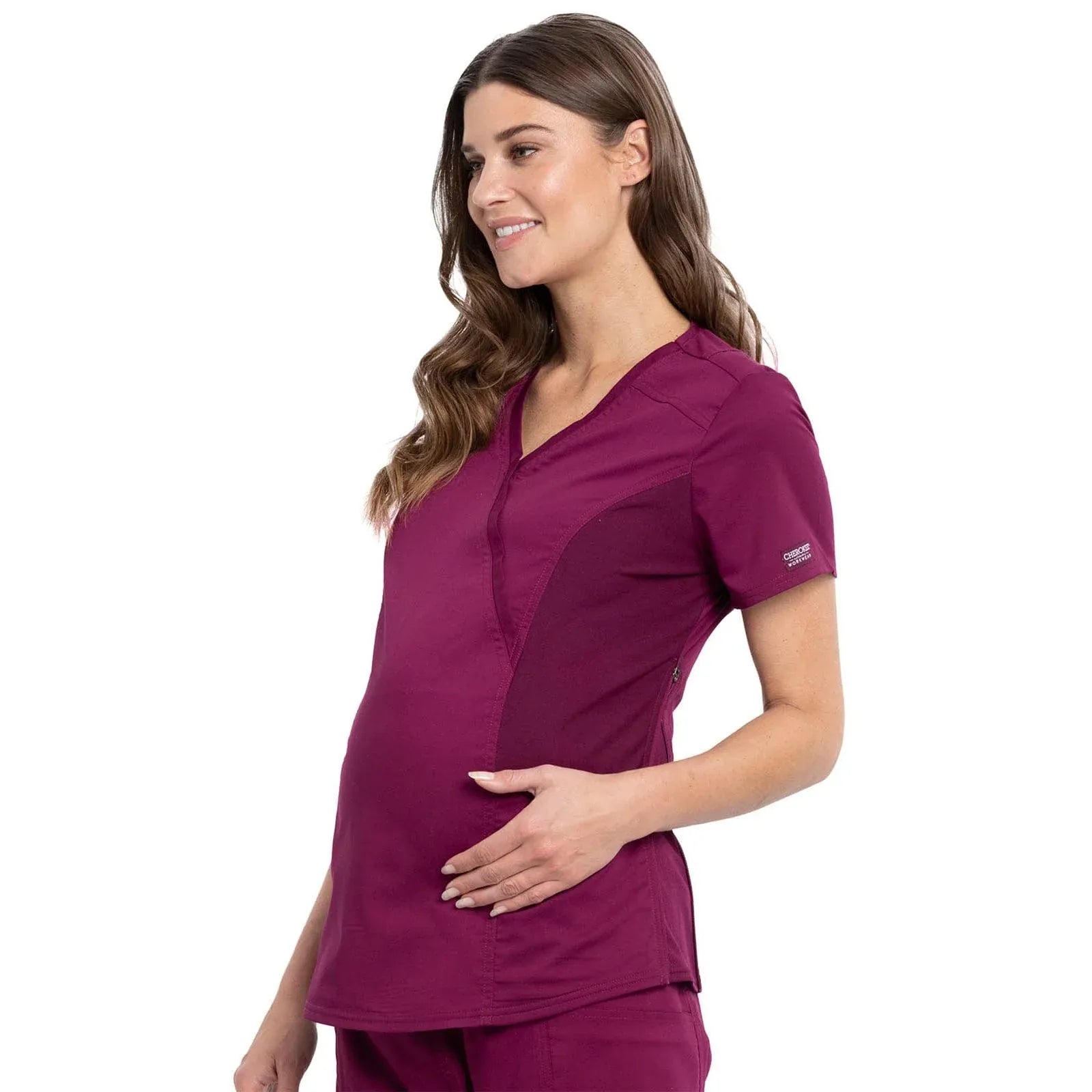 Cherokee Cherokee Workwear WW688 WW Revolution Maternity Top Women WW688WIN-XL Wine