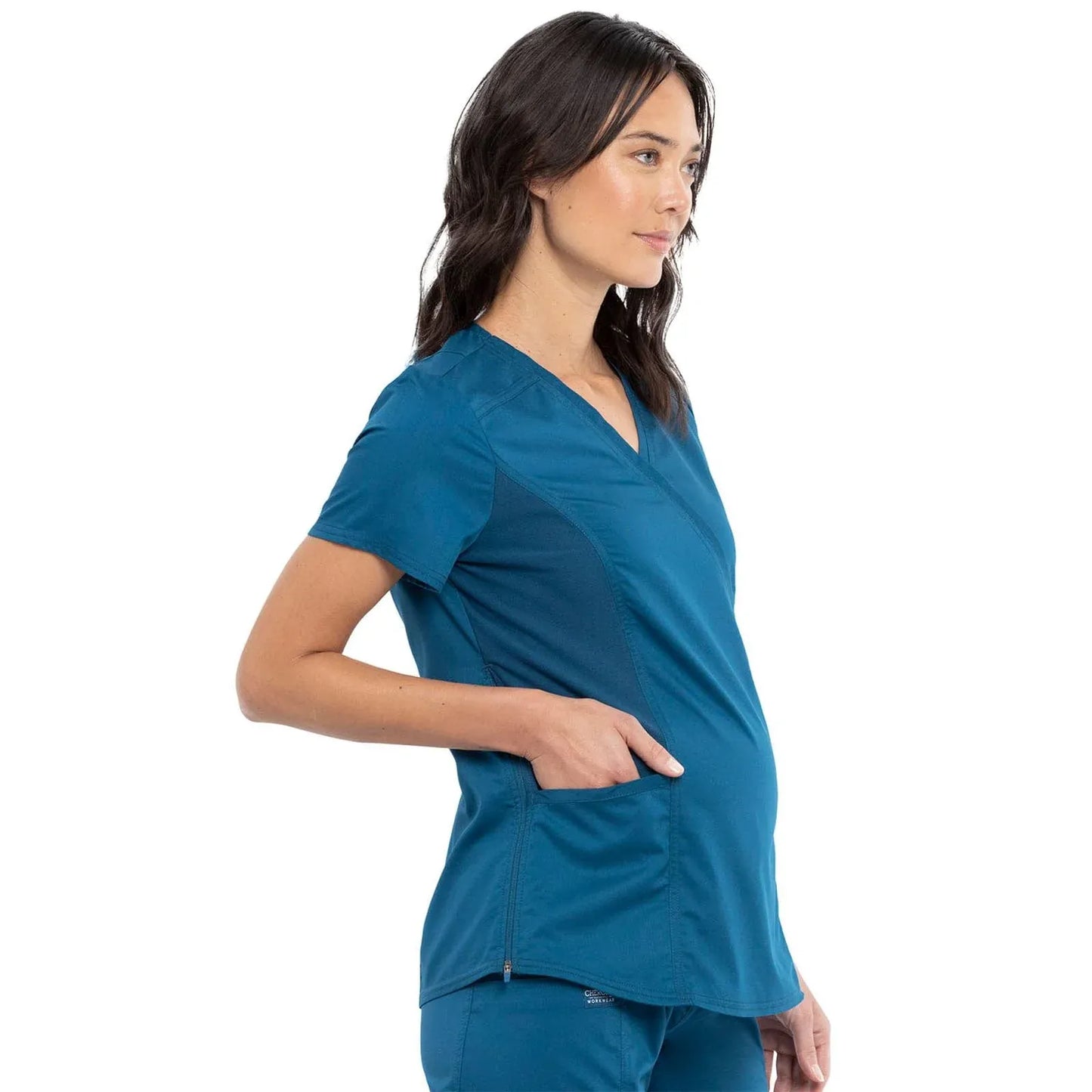 Cherokee Cherokee WW688 Revolution Maternity Top Women Caribbean Blue