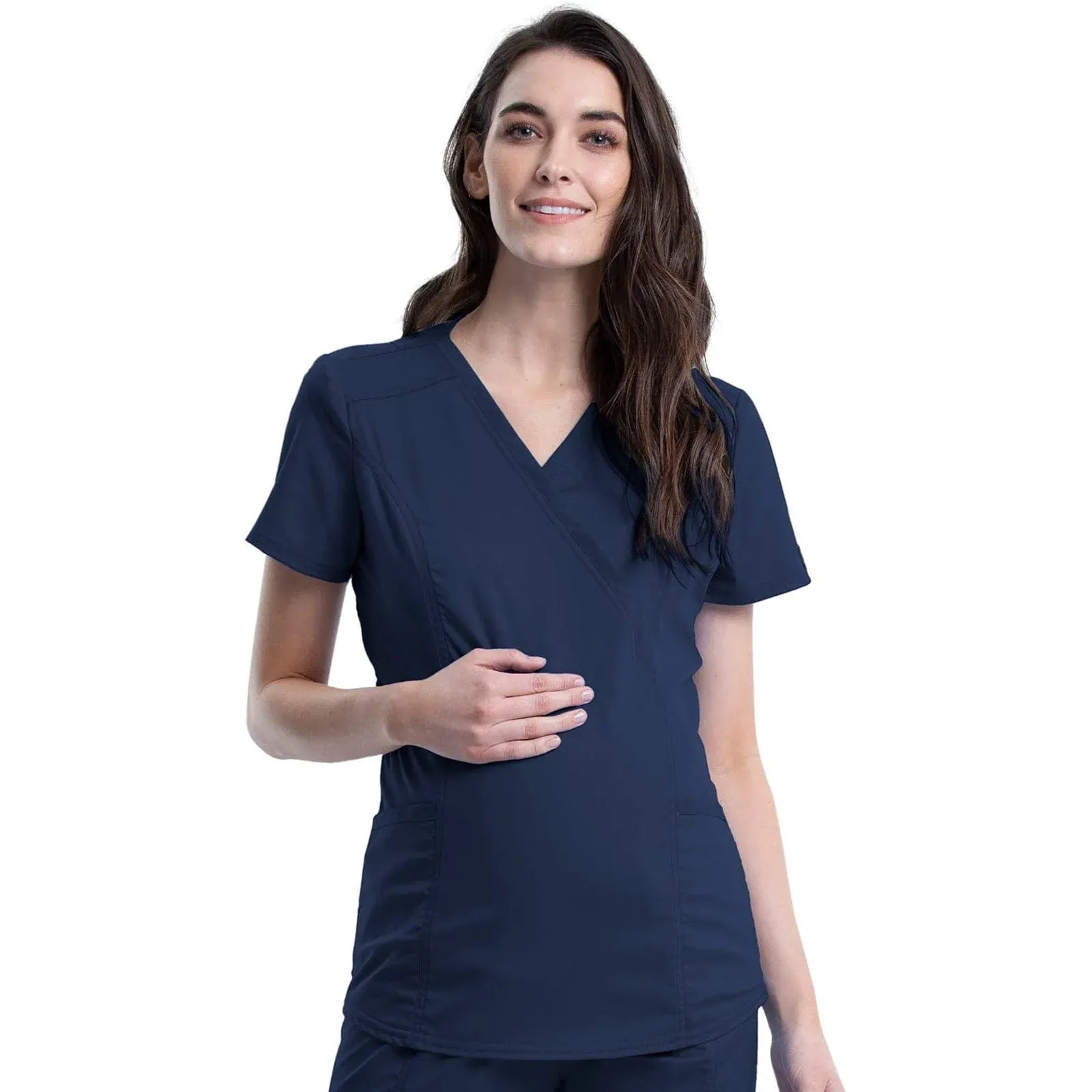 Cherokee Scrubs Top Copy of Cherokee Workwear WW688 Revolution Maternity Top Women Navy