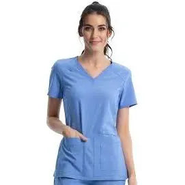 Cherokee Scrubs iflex V-Neck Knit Panel Top CK605 Ciel