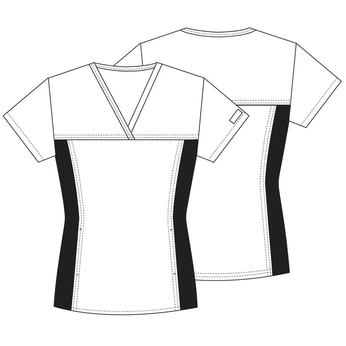 Cherokee Scrubs Top L Cherokee Flexibles 2874 Scrubs Top Womens V-Neck Knit Panel Black