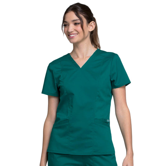 Cherokee Scrubs Top 2XL Cherokee Scrubs Workwear WW710 Revolution Top Modern Classic Hunter Green