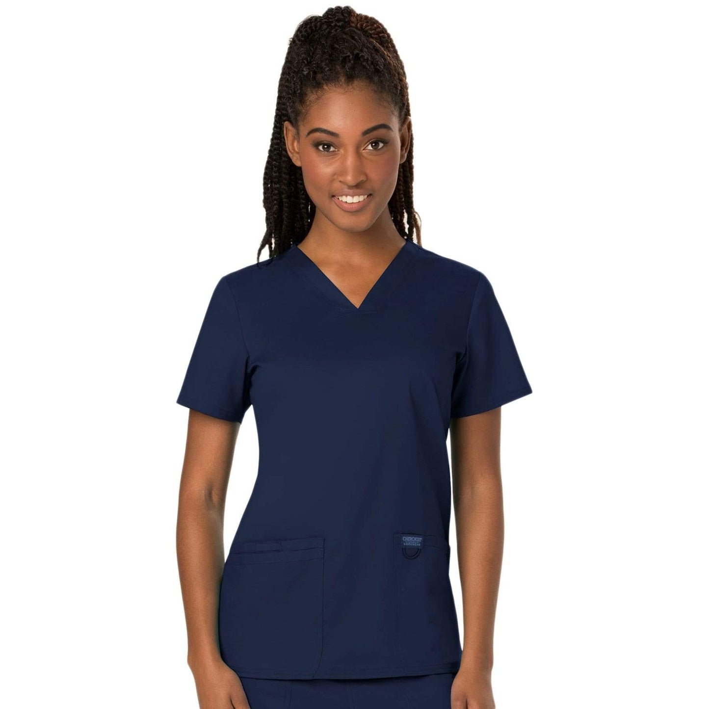 Cherokee V-Neck Scrub Top with Patch Pockets 1