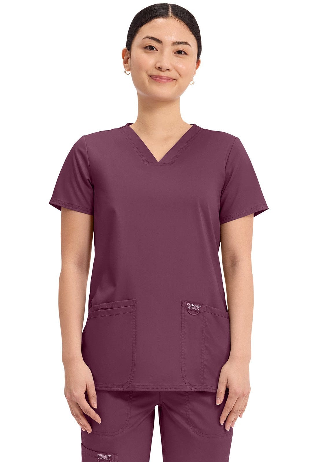Cherokee Workwear Top WW Professionals V-Neck Top Grape