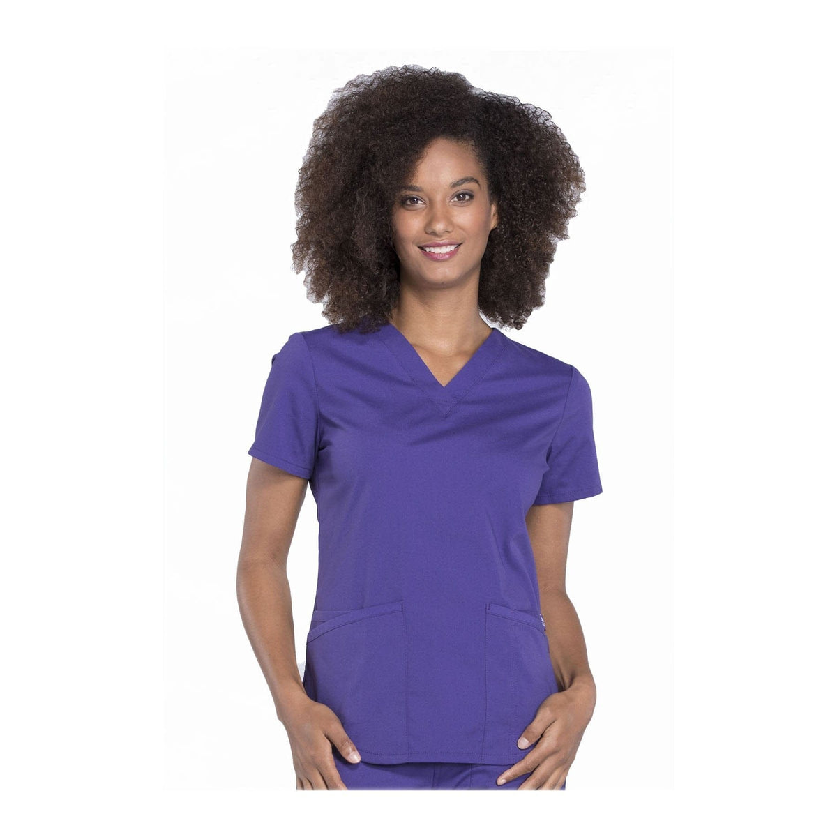 Cherokee V-Neck Scrub Top with Patch Pockets Grape
