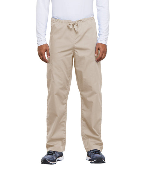 Cherokee Workwear 4100 Scrubs Pants Unisex Drawstring Cargo Khaki