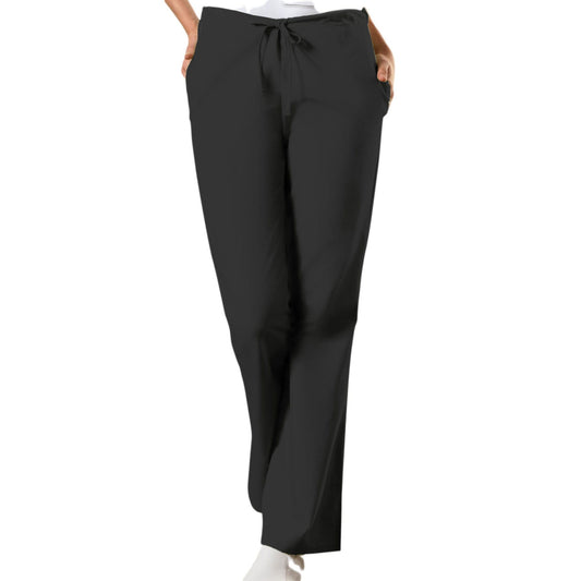 Cherokee Scrubs Pants Cherokee Workwear 4101 Scrubs Pants Women's Natural Rise Flare Leg Drawstring Black