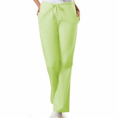 Cherokee Workwear 4101 Scrubs Pants Womens Natural Rise Flare Leg Drawstring Celadon XS