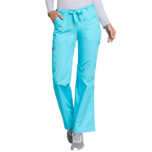 Cherokee Workwear 4101 Scrubs Pants Womens Natural Rise Flare Leg Drawstring Mali-Blu