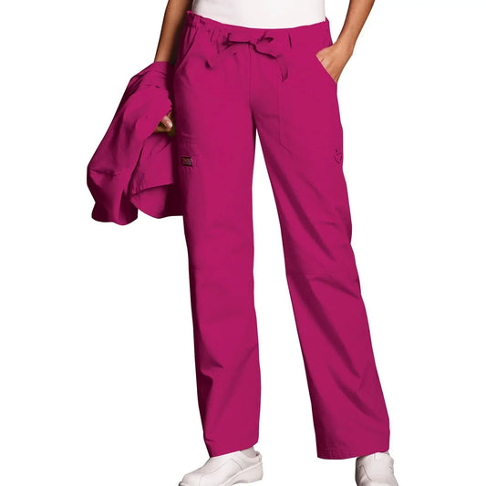Cherokee Scrubs Pants S / Regular Length Cherokee Workwear 4101 Scrubs Pants Womens Natural Rise Flare Leg Drawstring Raspberry