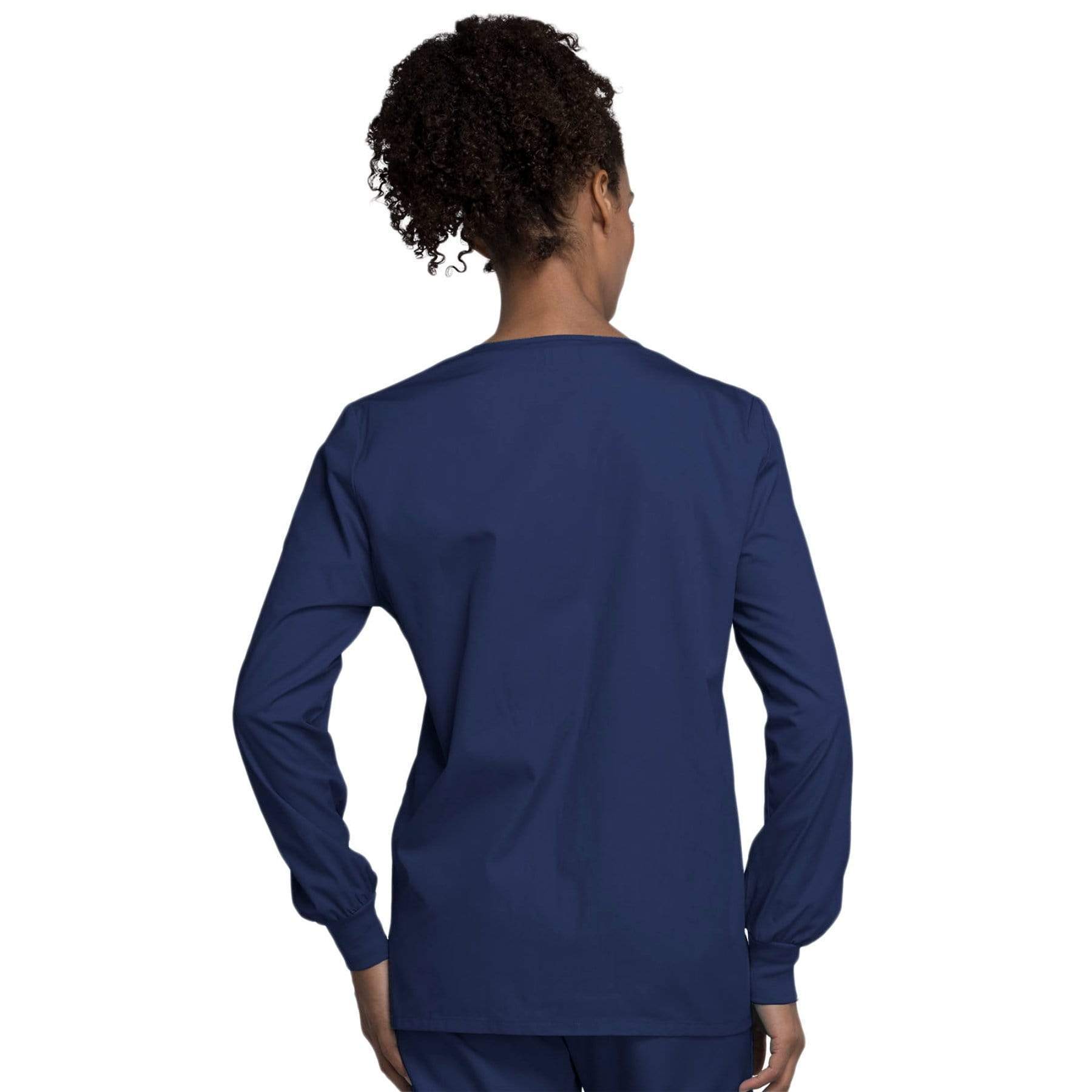 Cherokee Scrubs Jacket Cherokee Workwear 4350 Scrubs Jacket Women's Snap Front Warm-Up Navy