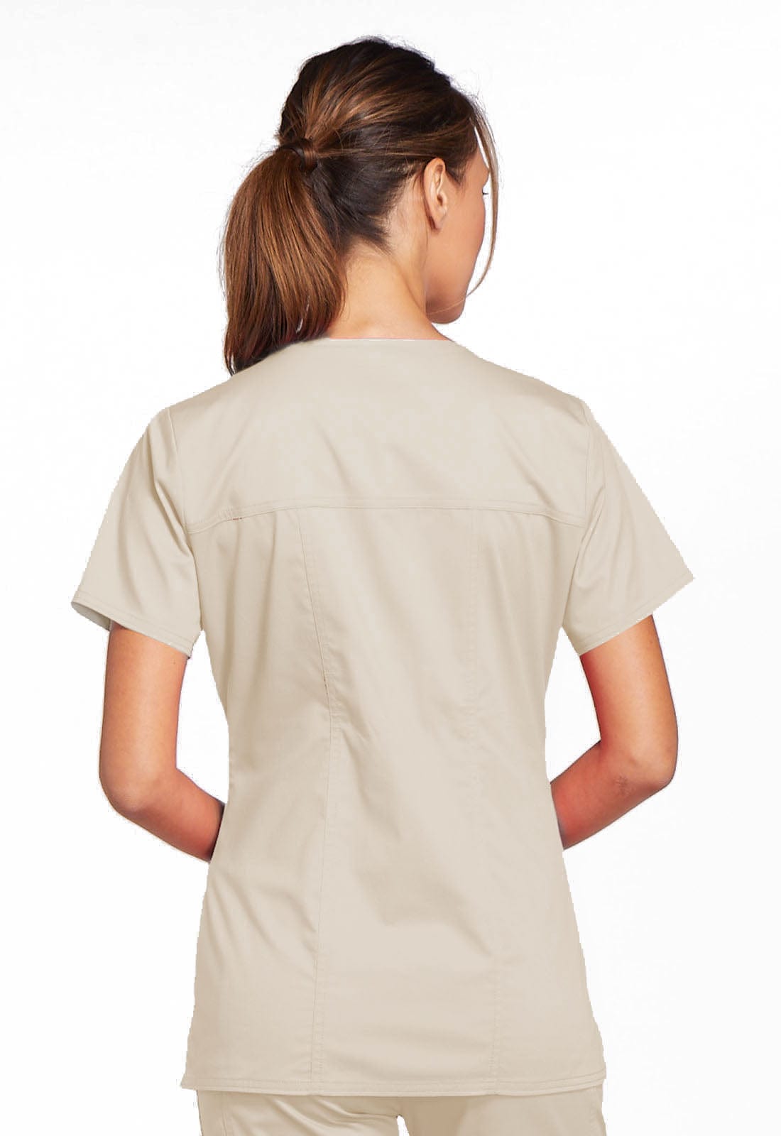 PIM-BUN Cherokee Workwear 4727 Khaki - Core Stretch V-Neck Scrubs Top