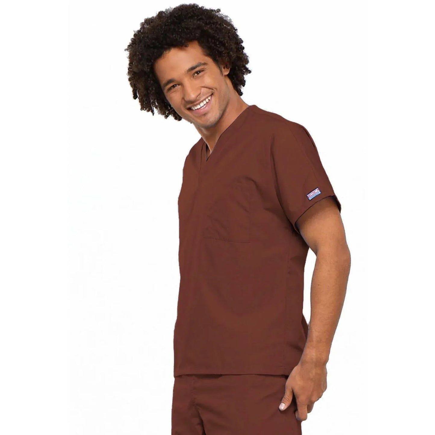 Cherokee Workwear 4777 Scrubs Top Unisex V-Neck Tunic Cholocate