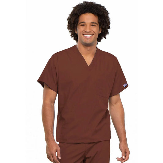 Cherokee Workwear 4777 Scrubs Top Unisex V-Neck Tunic Cholocate
