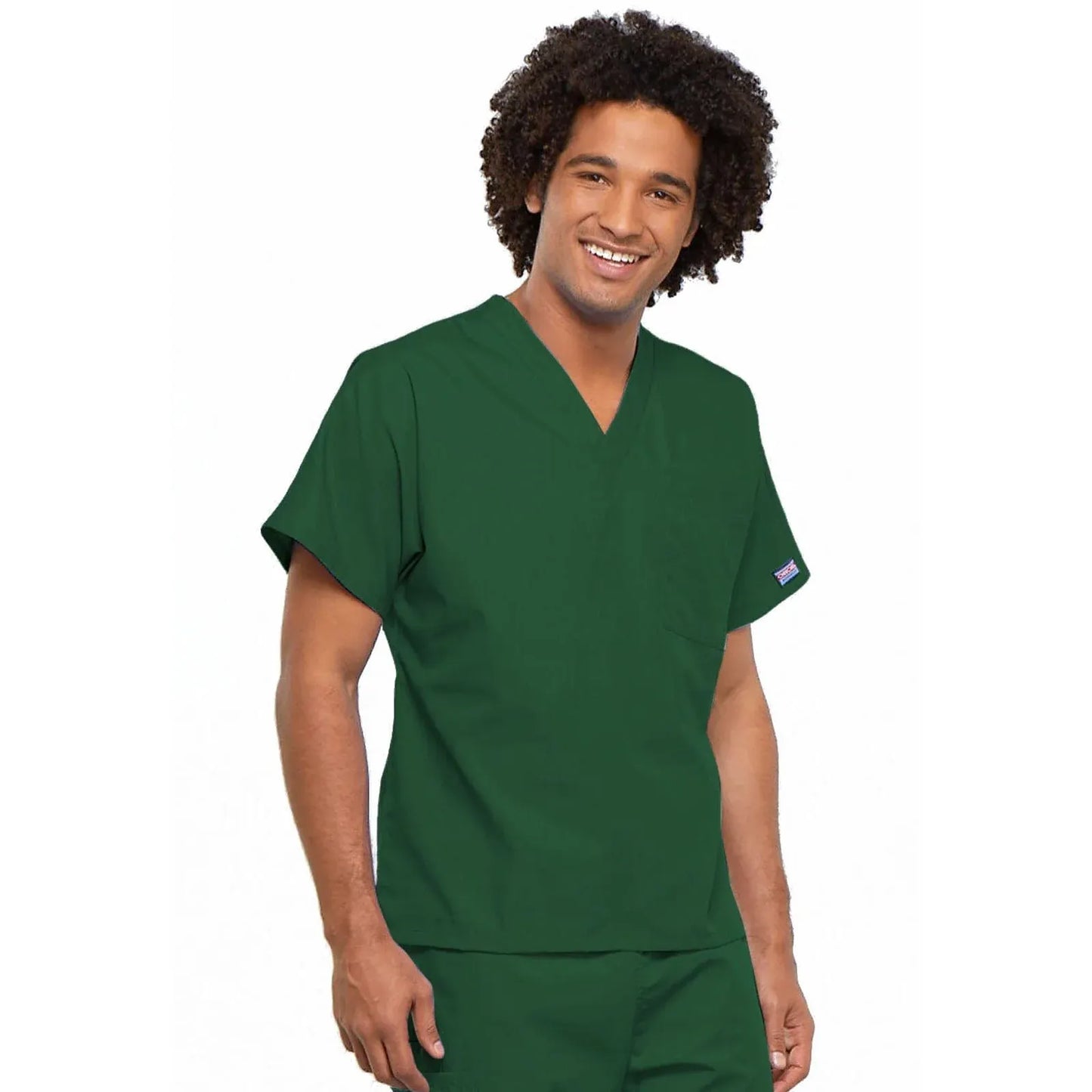 Cherokee Workwear 4777 Scrubs Top Unisex V-Neck Tunic Hunter Green